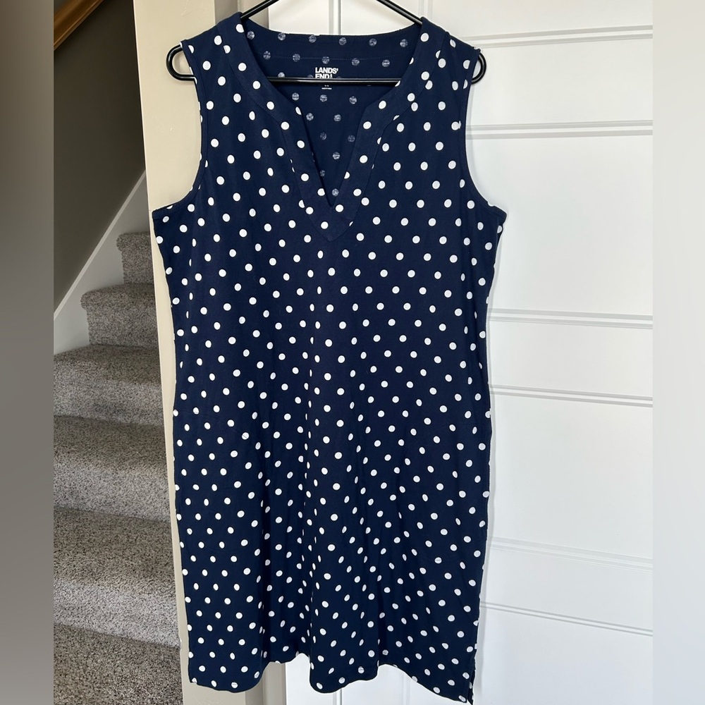 BNWT Lands' End Navy Polka Dot Women's Swim Coverup
